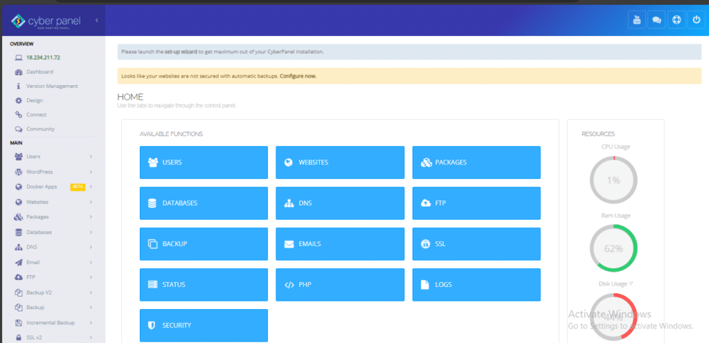 Cyber panel Dashboard