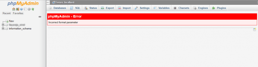 PhpMyAdmin - incorrect format parameter error | 24/7 Server Support
