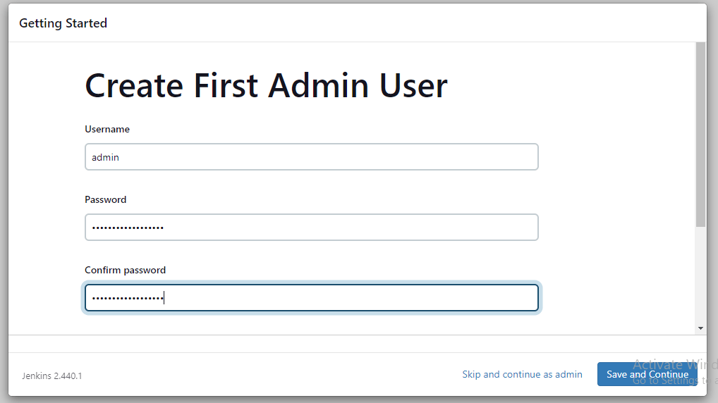 create first Admin user