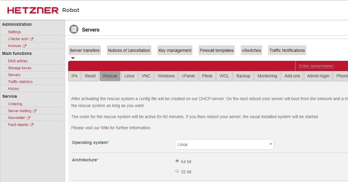 Hetzner server management services
